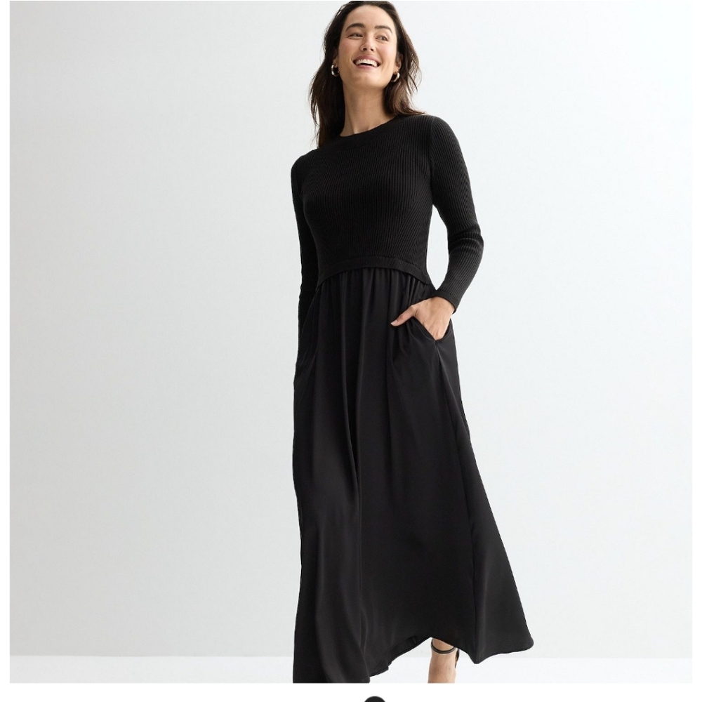 Taylor Forest Green Satin Skirt Sweater Dress - Picture 7 of 11